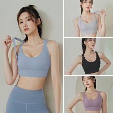 Yoga 防震假兩件交叉背扣Bra Top (6色)